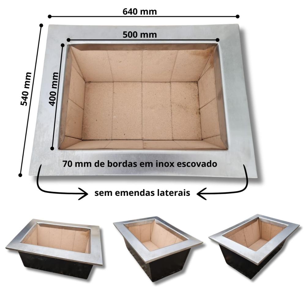 Kit Coifa Box Gomada INOX Gourmet 80x60 + Braseiro 50x40 + Grill