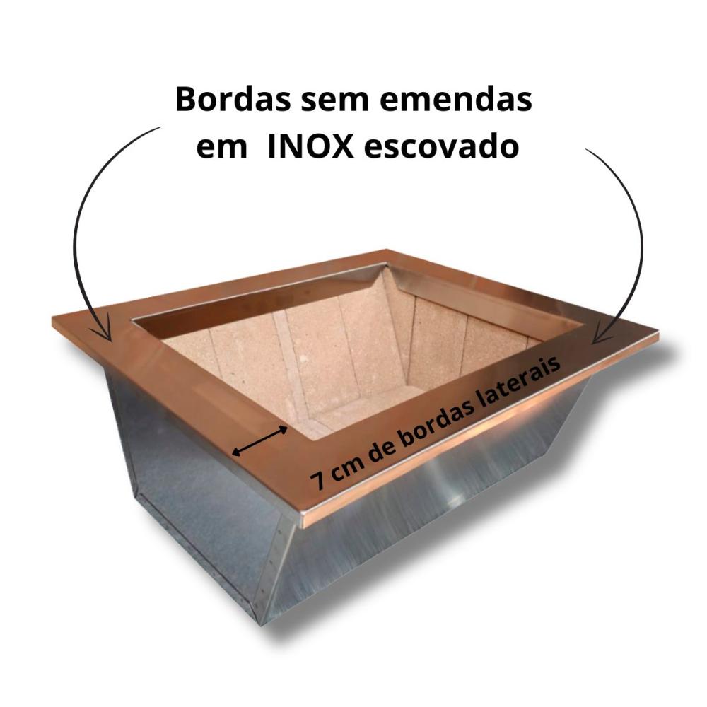Braseiro Refratário cônico 50cmx40cm de Embutir para Churrasqueira Gourmet