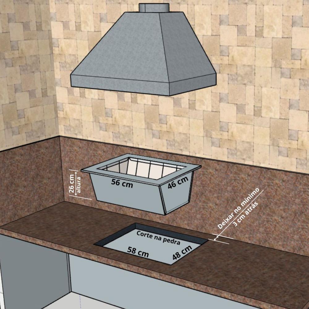 Braseiro Refratário cônico 50cmx40cm de Embutir para Churrasqueira Gourmet