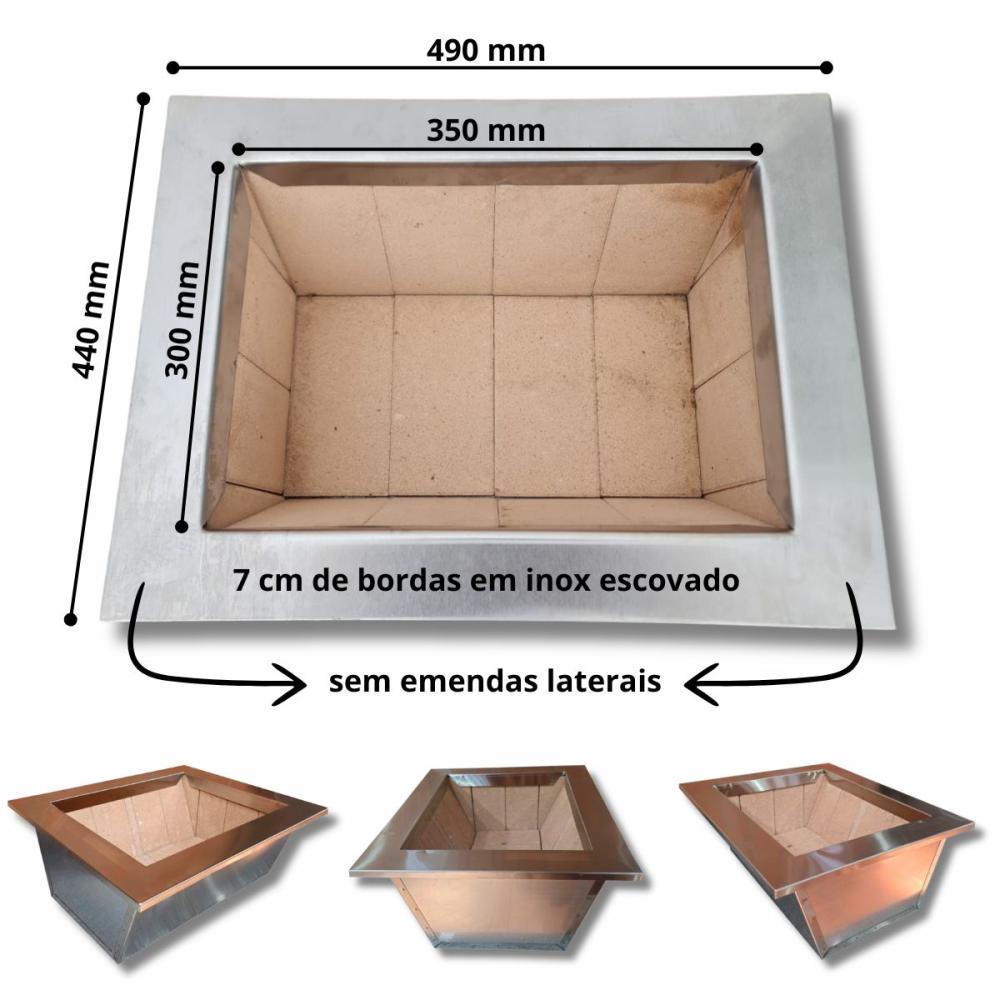 Braseiro Refratário cônico 35cmx30cm de Embutir para Churrasqueira Gourmet