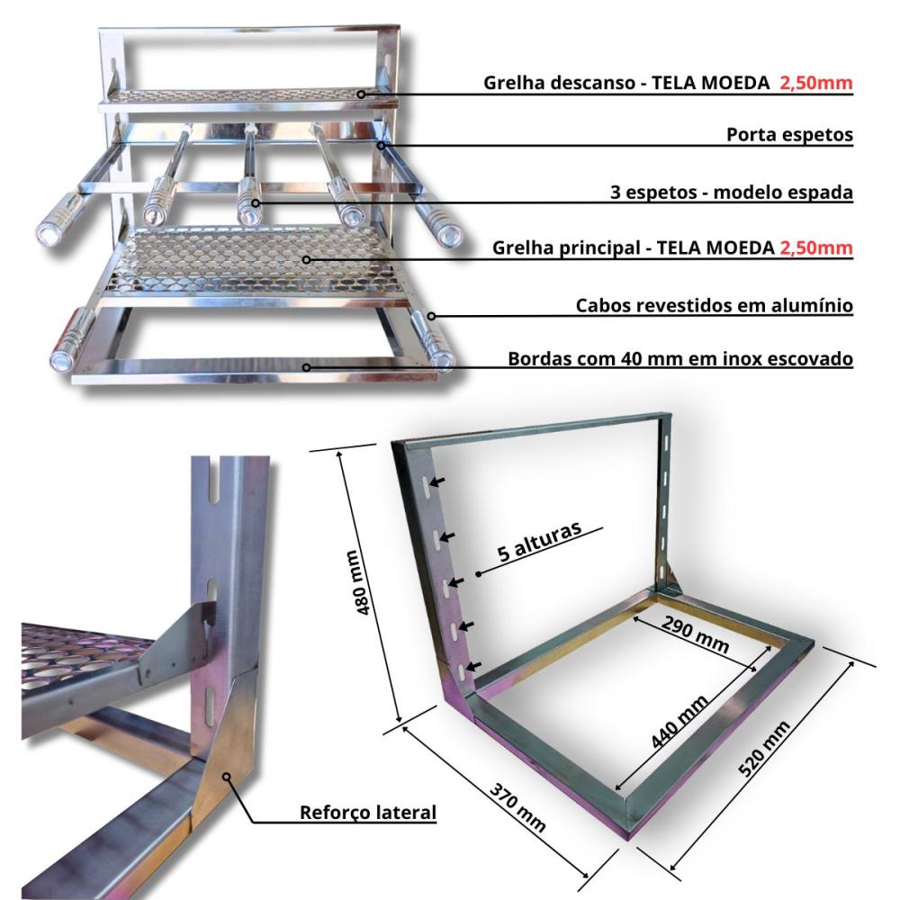 Kit Completo Churrasqueira Gourmet Pequeno 70x50