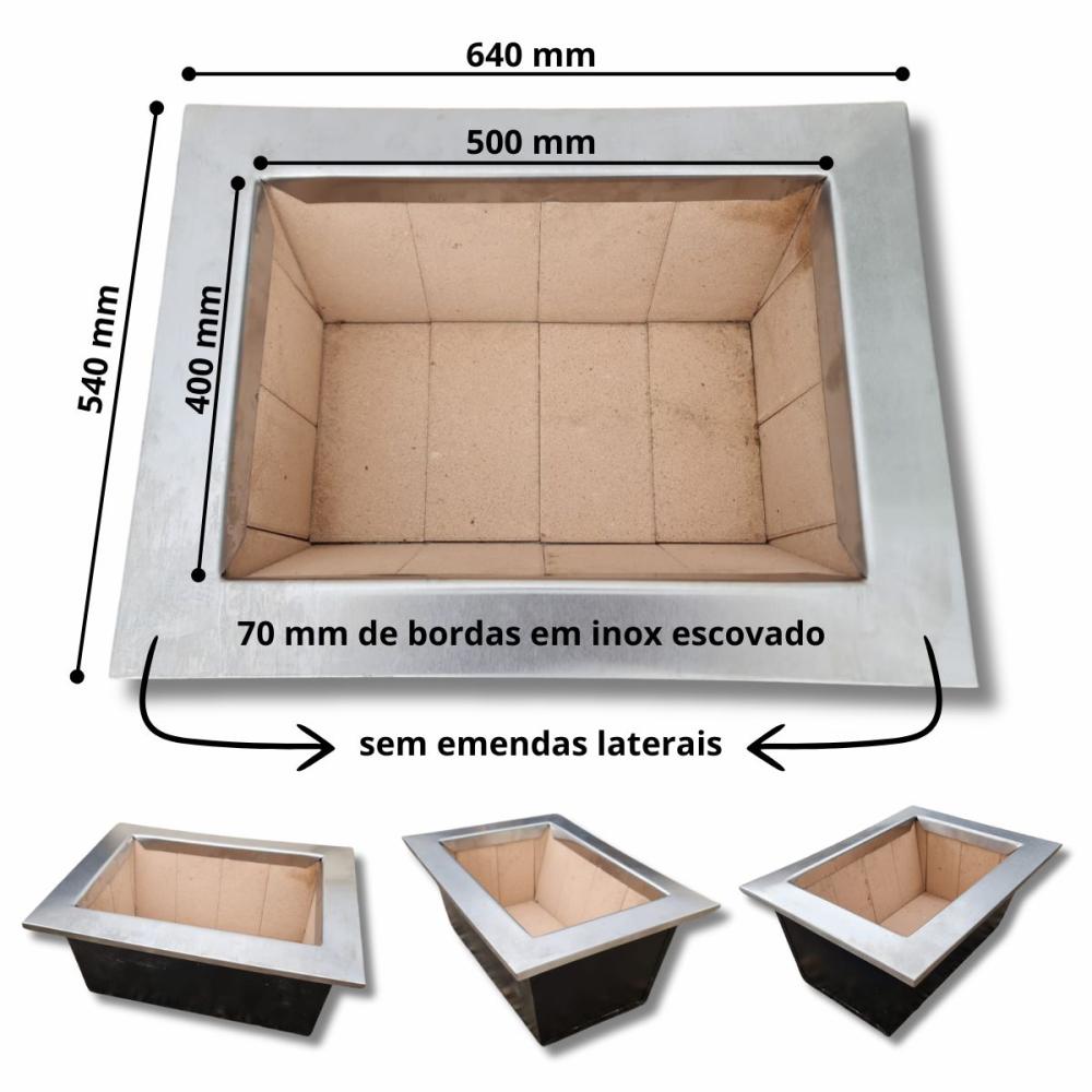 Kit Churrasqueira Coifa 80x60 Gourmet Grill Curvas Braseiro 50x40