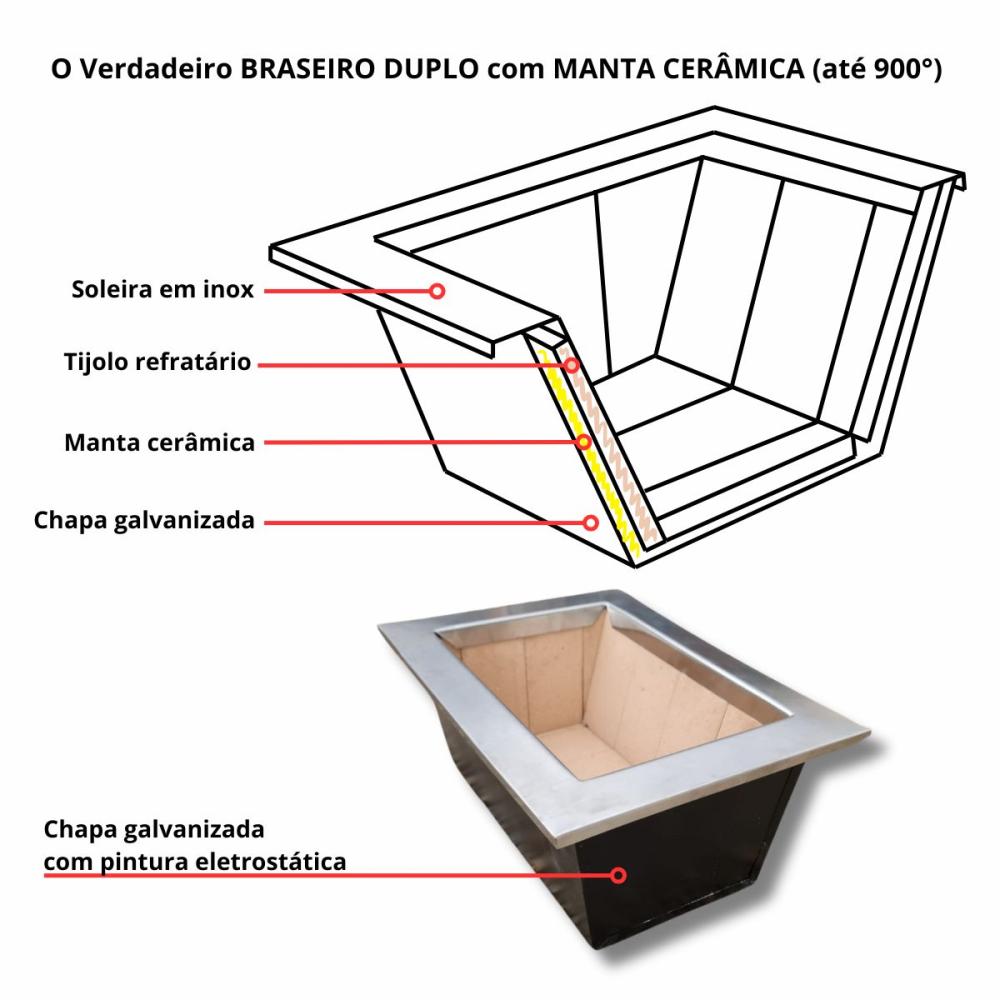 Kit Coifa 1,0x0,60 Gourmet Grill Flutuante 70x40 Inox 1 Tubo