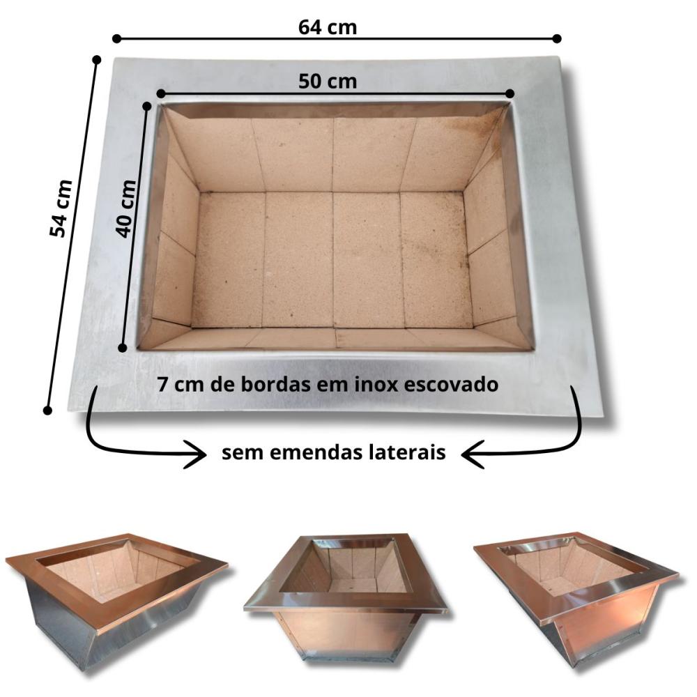 Kit Churrasqueira Coifa 80x60 Gourmet Grill Curvas Braseiro 50x40