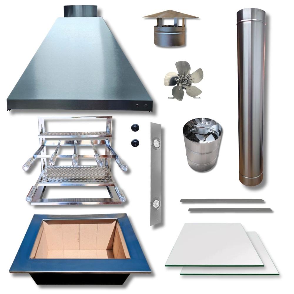 Kit Coifa Inox 1,0x60 Gourmet Grill Flutuante 60x40 + 1 Tubo
